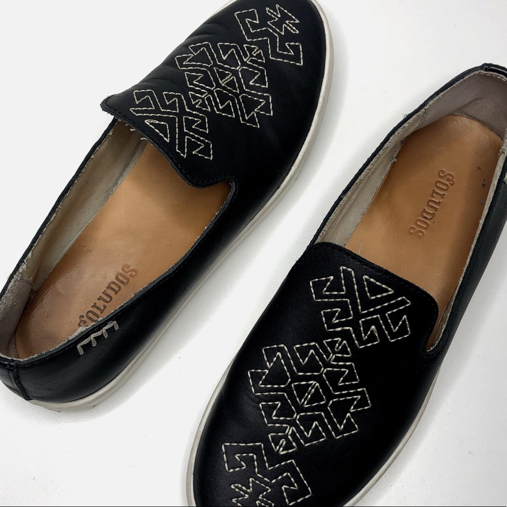 Soludos Black Embroidered Sneakers Size 6